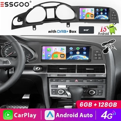 DAB+ 4G Carplay Android 15 Multimedia Autoradio 6+128GB Für Audi A6 C6 4F MMI 2G - Bild 1 von 4