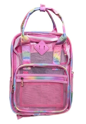 Mochila Transparente para Escuela Bolsa de Libros Transparente para Niños Resistente Rosa Foto 1 de 4