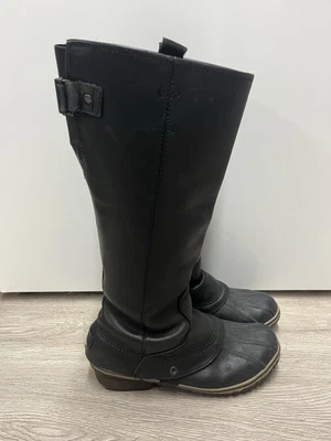 Bota de cuero Sorel para mujer talla 10,5 suela de goma negra Foto 1 de 4