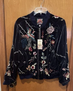 Johnny Was Velvet Bomber Jacket Dreamer Somerset Silk Lined Women's Small NWT - Picture 1 of 12