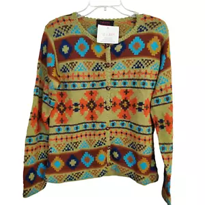 New Tabask Tey-Art ALPACA Sweater Cardigan Small Colorful Aztec Southwestern #35 - Picture 1 of 7