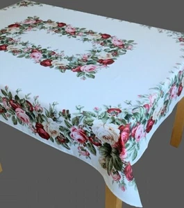 Tischdecke 130x170cm Rosen Bouquet weiß-bunt Innen-und Außenbereich Druck 1489 - Bild 1 von 2