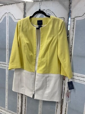 Terno saia forrado jeans branco/amarelo coleção DONCASTER ~Tamanho 8 novo com etiquetas - Imagem 1 de 2