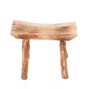 Wooden Rectangular Bench Milking Stool Antique Rustic Natural Wood Solid - Picture 1 of 5