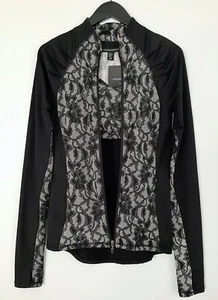 Synthia Rowley Zip-Up Jacket SZ XS (S) + Bra Top-SZ M-Black Floral Lace-NWT VTG - Picture 1 of 15