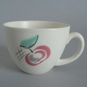 POOLE POTTERY RED PIPPIN YU PATTERN COFFEE CUPS 1950S VINTAGE CUTE ESPRESSO SIZE - Picture 1 of 4