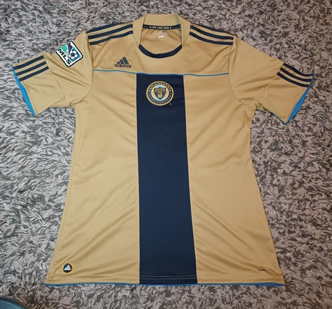 Philadelphia Union 2010 Away Adidas Gold Soccer Football Jersey Large MLS USA Cover