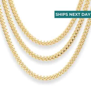 Collar italiano cadena cubana oro 2 mm 3 mm 5 mm 16"-26" plata de ley 925 maciza - Imagen 1 de 14