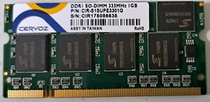 Memoria RAM DDR SO-DIMM 333Mhz 1GB Transcend Cervoz - Foto 1 di 2