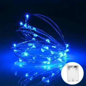 4-Pack Led Fairy String Lights Battery Operated Copper Wire 16 ft Blue Party - Picture 1 of 7