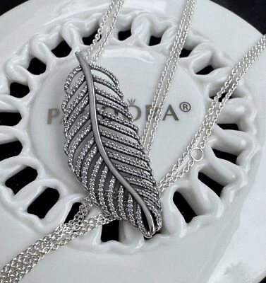 Auténtico collar de cadena Pandora luz como pluma #390397CZ - 90 cm / 35,4 pulgadas Foto 1 de 4