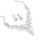 Pearl Earrings Necklace Set Wedding Jewelry Bridal Accessory