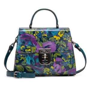 Borsa a tracolla Patricia Nash Chauny in pelle con manico superiore blu floreale - Foto 1 di 7