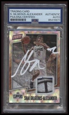 Shai Gilgeous-Alexander 2019 Panini Fathers Day Signed Logo Patch RC #/5 PSA DNA - Image 1 of 2