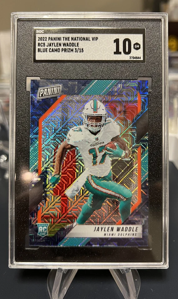 2021 PANINI VIP PRIZM JAYLEN WADDLE #RC5 2022 THE NATIONAL GOLD PACK 03/15! MOJO - Image 1 of 2