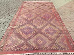 Vintage Turkish Sardes Kilim, Area Rugs, Antique Wool Rug, Floor Carpet 70"x132" - Picture 1 of 23