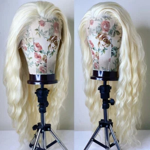 Long Wavy Bleach blonde Synthetic Hair Heat Resistant Lace Front Wig - Picture 1 of 8