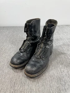 Botas de Piloto Militar Vintage Panco Negras Talla 8 Era Vietnam 7-63 Cremallera Cuero - Imagen 1 de 21