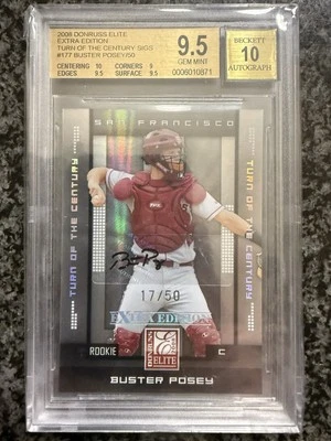 2008 Donruss Elite Buster Posey Rc #/50 BGS 9.5 Auto 10 Gem Extra Edition TOTC - Image 1 of 2