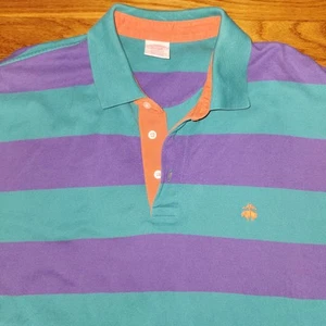Brooks Brothers Polo Shirt Mens XL Teal Blue Striped Performance Original Fit - Picture 1 of 7