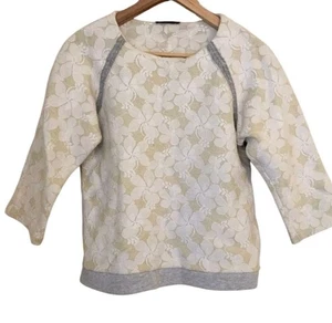 Zara W&B Collection Womens Lace Sweatshirt Size M Beige Gray Crewneck - Picture 1 of 7