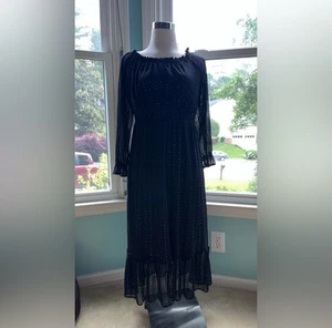 BCBG Generation Black Sheer Long Sleeve Midi Dress w/ Lining - Size 10 - EUC - Picture 1 of 7