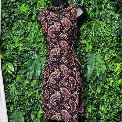 Vestido Tommy Hilfiger Mediano Negro Marrón Estampado Paisley Funda Sin Mangas 3088 Foto 1 de 4