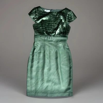 Vestido Kay Unger Vintage Seda Estructurado Verde 8 Cinturones Elegante Diseño Calidad Foto 1 de 4