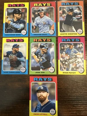 2024 Topps Heritage High Number Tampa Bay Rays Full Team Set 7 Cards With SP - Image 1 of 4
