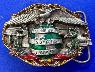 Estoy orgulloso de ser un oficial de policía estadounidense 1985 bergamota hebilla de cinturón Foto 1 de 4