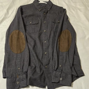 Chaps Flannel Suede Elbow Patches Mens M - Picture 1 of 5