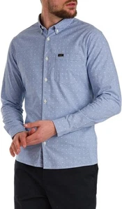 Camicia Lee stampata slim con bottoni uomo cotone medio manica lunga blu perla - Foto 1 di 4