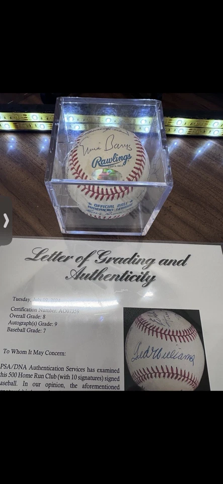 PSA/DNA Authentication 500 Home Run Club (with 10 signatures) signed baseball. - Image 1 of 4