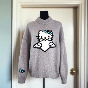 Hello Kitty Forever 21 X Sanrio Angel Gray Knit Sweater Women's Size Medium - Picture 1 of 16