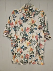 Men’s Hawaiian Shirt By Tommy Bahama 100% Silk Beach Crest Blooms 3XL Tropical  - Picture 1 of 5