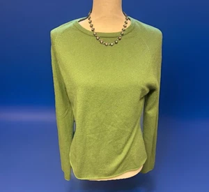 Gene Meyer 100% Kaschmir Pullover Grün Rundhals Pulli Strick Damen Etikett L Fit-M - Bild 1 von 3