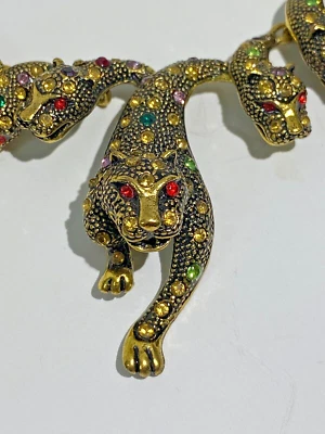 Collar de calidad de tigres en tono bronce con cuentas de cristal broche de garra de langosta Foto 1 de 4