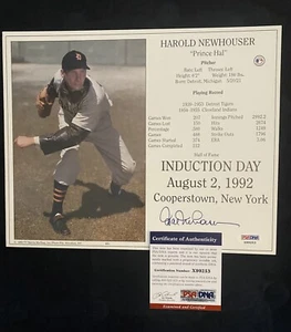 Hal Newhouser Signed Cooperstown Hall Of Fame Induction Day Card 8/2/92 PSA COA - Picture 1 of 2
