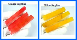 360 Kt + Gelb & Orange Saphir Edelsteine Scheibe Grob Posten Natürlich 6 Stck. - Bild 1 von 5