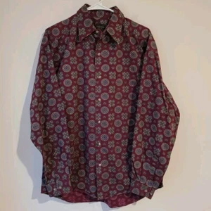 Structure Mens Button Up Shirt Size Medium M Red Mandala Goth Vamp - Picture 1 of 7
