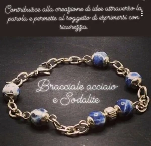 Bracciale SODALITE e ACCIAIO Pietre dure cristallo Quarzo braccialetto unisex - Imagen 1 de 1