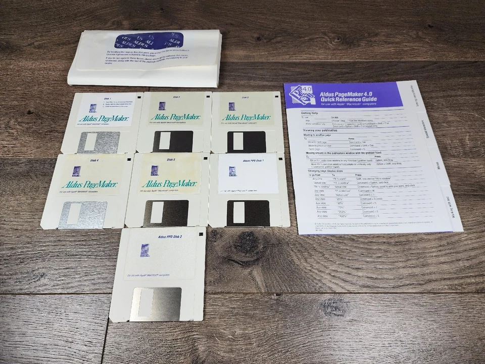 ALDUS PAGEMAKER 4.2 Vintage Macintosh Software 3.5" Floppy Disk 1991 w/ Key - Image 1 of 3