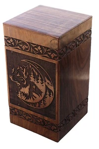 Caja urnas semi luna árbol animal bosque aves zorro aullador lobo cabeza zorro - Imagen 1 de 7