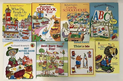 Lot 8 RICHARD SCARRY’S HC BOOKS What Do People Do Schoolhouse Best Storybook Foto 1 de 4
