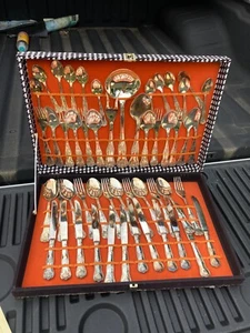 Vintage  Italy plated A800 EP Zing  flatware set w/case - Picture 1 of 12