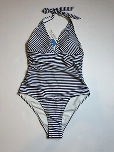 CUPSHE Women's One Piece Halter Deep V Neck Swimsuit Tummy Control Sz M - Picture 1 of 7