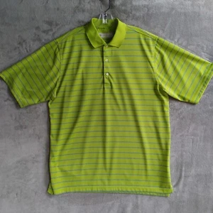 Mens Size L Green Striped Polo Shirt Short Sleeve Donald Ross Polyester Pullover - Picture 1 of 9