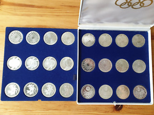 Münzen 24 x 10 DM Silber Olympiade komplett proof German silver Mark PP mit Box