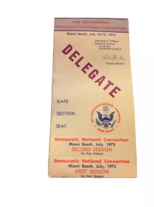 1972 Democratic National Convention Delegate Ticket Credential George McGovern - Bild 1 von 1