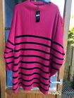 Yours Luxury Curve Hot Pink Stripe High Neck Jumper Size 22 24 New Tags Plus